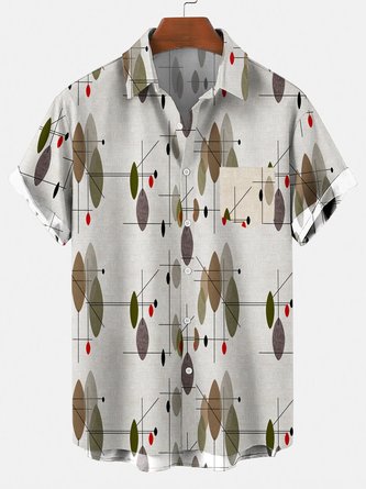 Men's Collar Abstract Printed Shirt