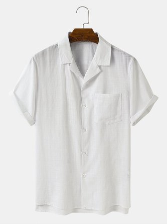 Men's  National Style Short Sleeve Casual Loose Shirt