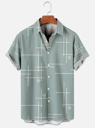 Casual Line Drawing Short-Sleeved Shirt