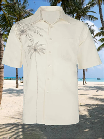 Hawaiian Style  Plant Coconut Tree Versatile men printed Shirt