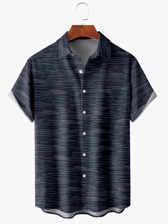 Men's Lineart Print Moisture Absorbent Breathable Fabric Fashion Hawaiian Lapel Short Sleeve Shirt