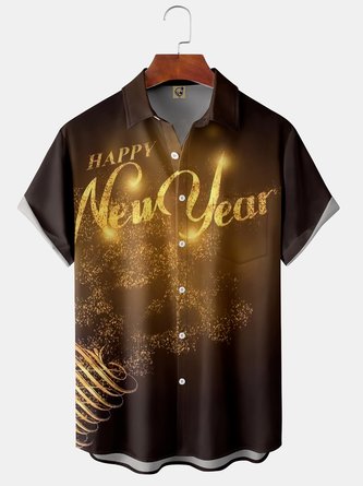 New Year's Chest Pocket Short Sleeve Shirt