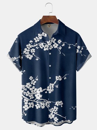 Ukiyo-e Plum Chest Pocket Short Sleeve Shirt