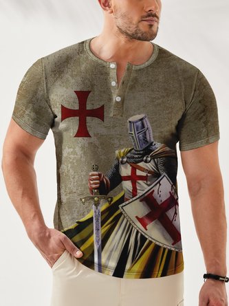 Viking Age Henley Collar Casual T-Shirt