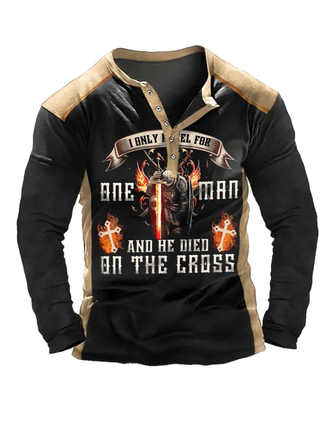 I Only Kneel For One Man And He Died On The Cross Henley Long Sleeve T-shirt