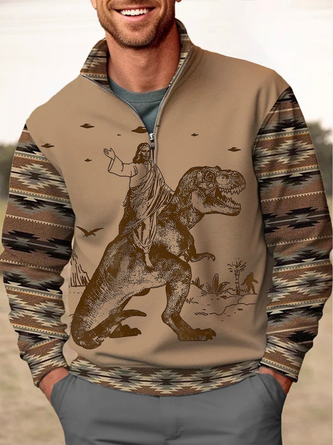 Jesus Riding A Dinosaur Vintage Sweatshirt