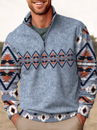 Ethnic Geometric Colorblock Retro Sweatshirt