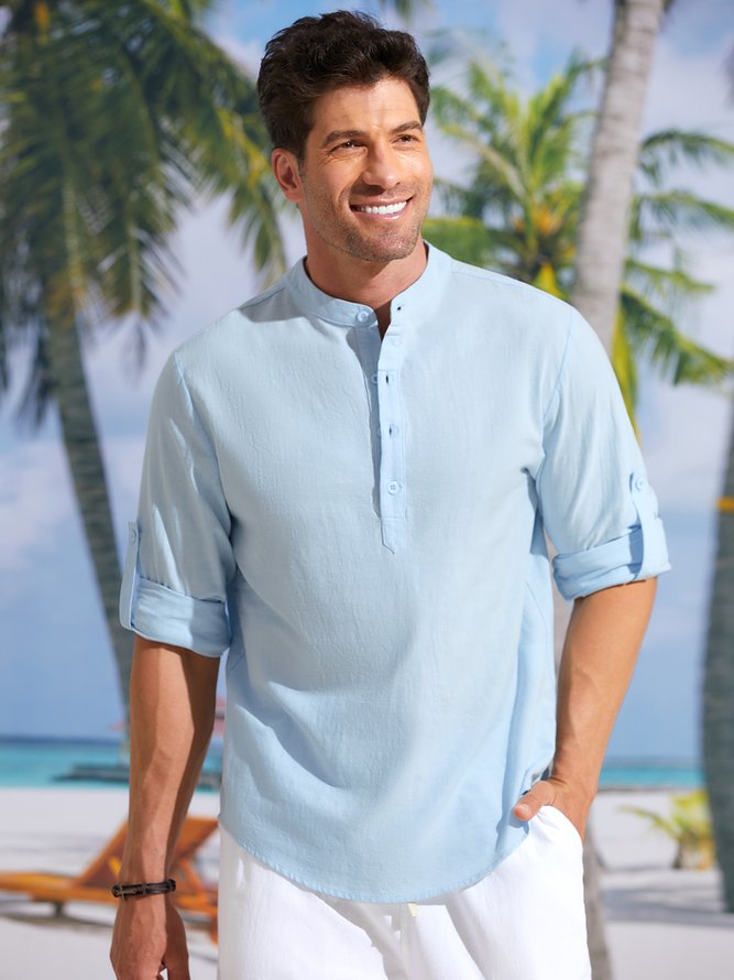 Plain Color Casual Long Sleeve Shirt
