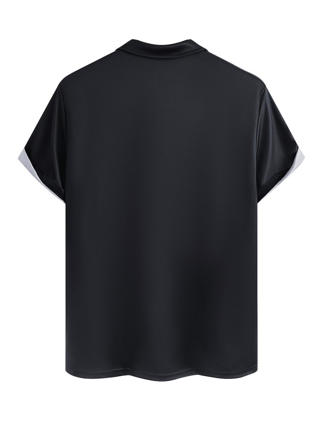 Men's 3D Polka Dot Gradient Button Short Sleeve Polo Shirt Casual Style Art Collection Lapel Print Top