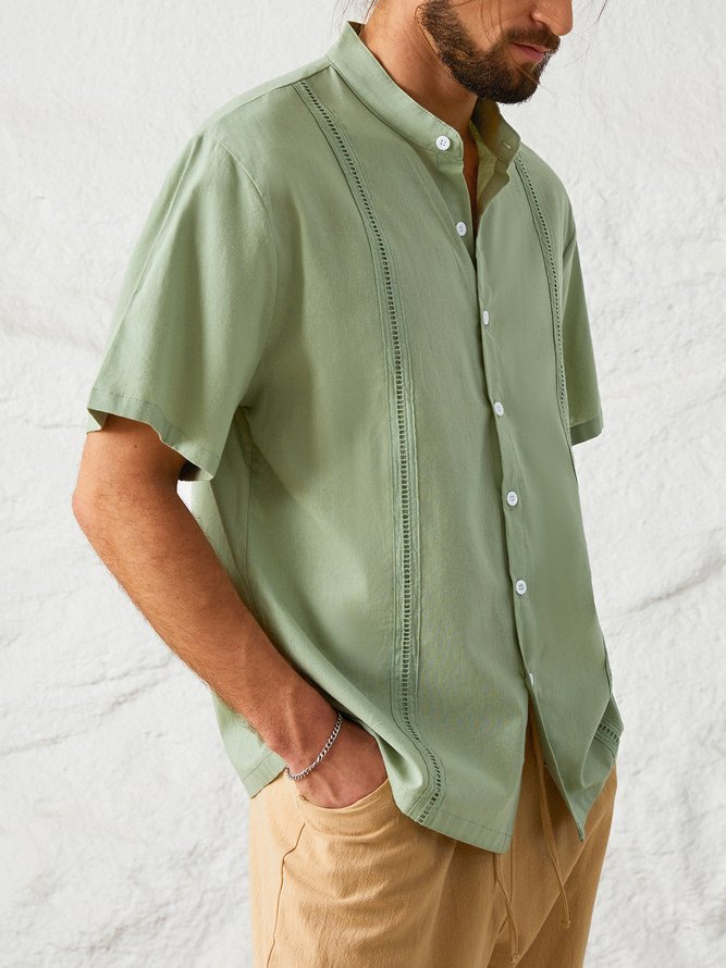 Men's Stand Collar Short Sleeve Shirt
