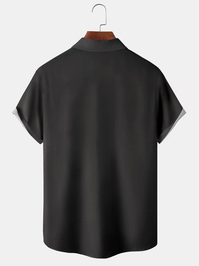 Men's Vintage Geometric Print Fashion Hawaiian Short Sleeve Shirt