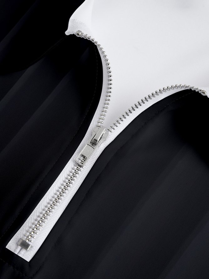 Gradient Shaded Geometric Zip Long Sleeve Polo
