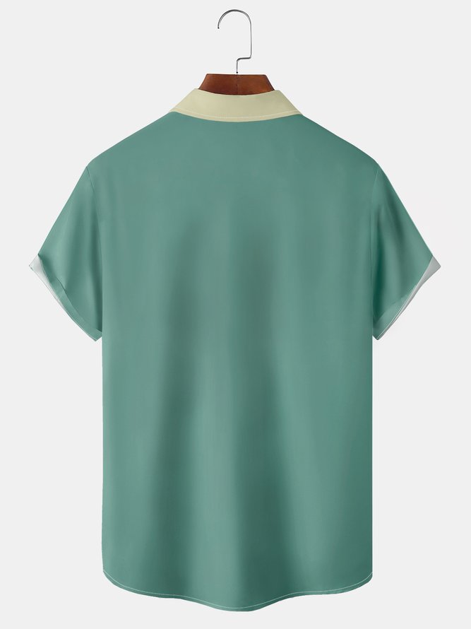 Geometric Chest Pocket Short Sleeve Shirt