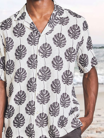 Tropical Leaf Short Sleeve Aloha Shirt