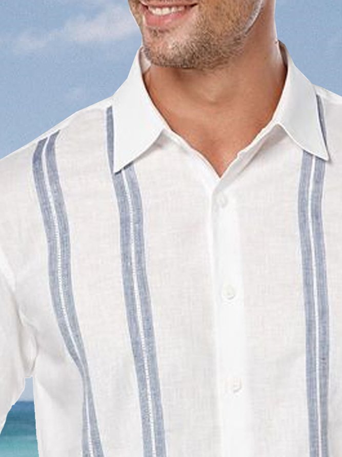 Striped Short Sleeve Bowling Shirt