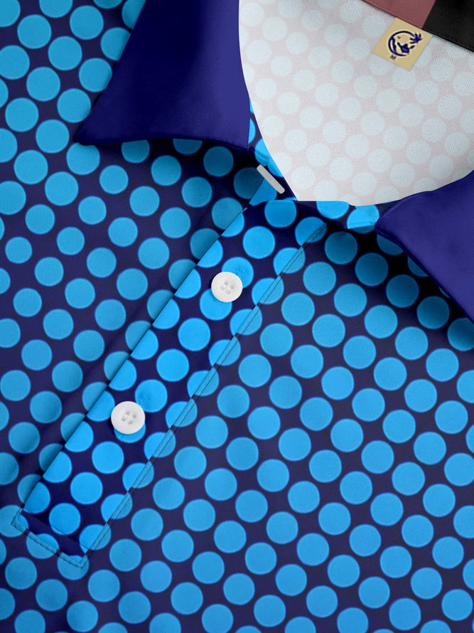 Polka Dot Button Short Sleeve Polo Shirt