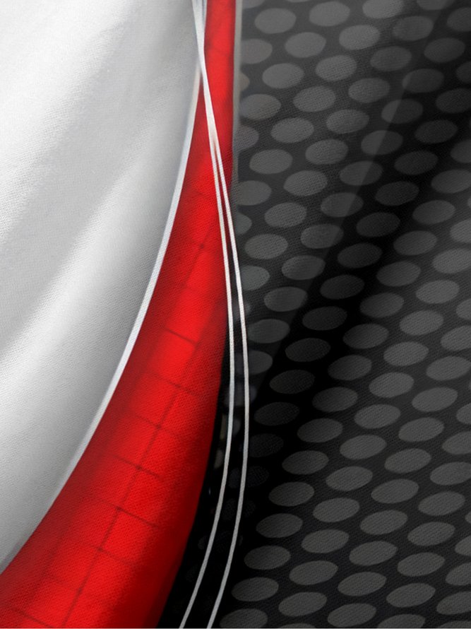 Gradient Abstract Stripe Polka Dot Zipper Short Sleeve Golf PoLo