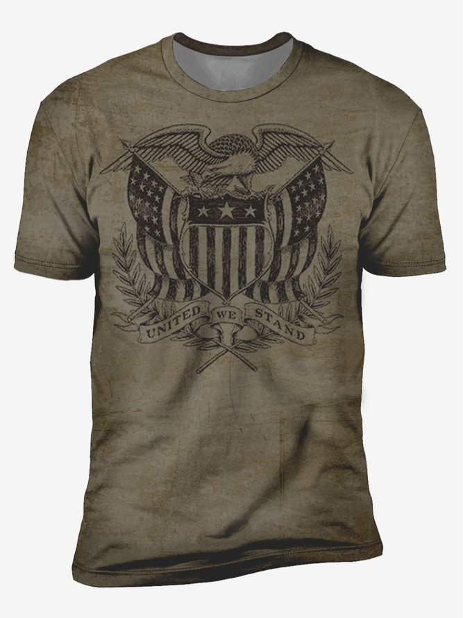 American Flag Crew Neck Casual T-Shirt