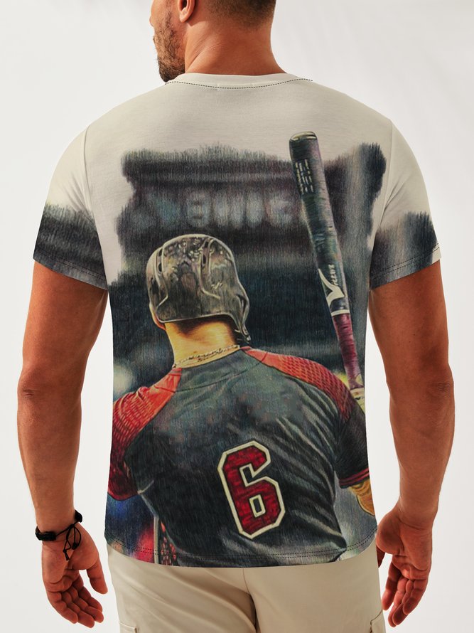 Baseball Crew Neck Casual T-Shirt