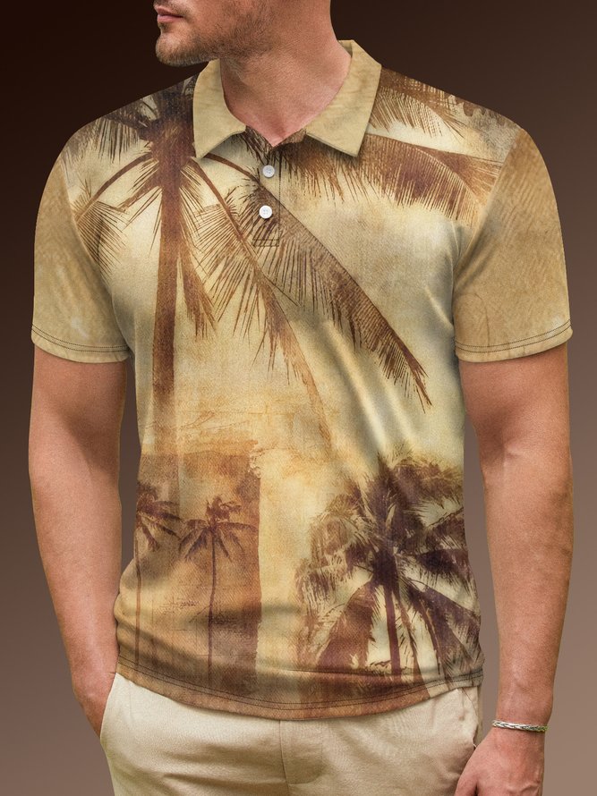 Ombre Coconut Tree Short Sleeve Polo Shirt