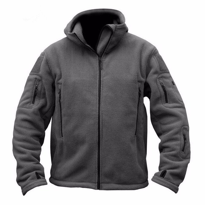Outdoor Fleece Solid Color Hooded Jacket