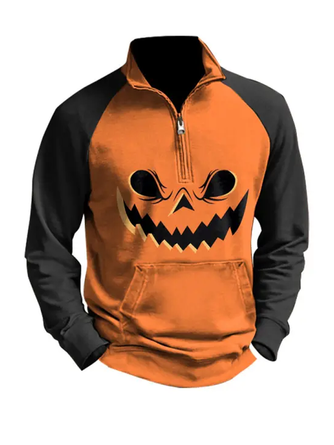 Halloween Color Block Regular Fit Vintage Sweatshirt