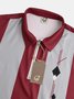 Casual Art Collection Striped Geometric Color Block Lapel Short Sleeve Polo Print Top