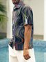 Mens 3D Abstract Print Casual Breathable Chest Pocket Short Sleeve Hawaiian Shirt