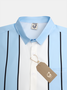Mens Striped Front Buttons Soft Breathable Chest Pocket Casual Bowling Shirt