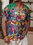 Men's Hawaiian Hippie Retro Music Elements Casual Short-sleeved Shirt
