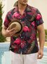 Men's Botanical Flamingo Print Casual Short Sleeve Hawaiian Shirt