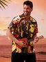 Mens Guitar Print Casual Breathable Short Sleeve Hawaiian Shirt