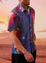 Men's Casual Gradient Print Front Button Soft Breathable Chest Pocket Casual Hawaiian Shirt