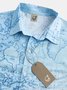 Mens Navigation Map Printed Casual Breathable Short Sleeve Shirt