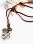 Men's Vintage Plain Four Leaf Clover Leather Necklace