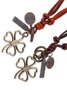 Men's Vintage Plain Four Leaf Clover Leather Necklace