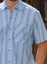 Striped Chest Pocket Short Sleeve Shirt