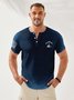 American Flag Henley Neck Casual T-Shirt
