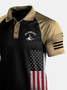 American Flag Button Short Sleeve Polo Shirt