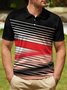Geometric Abstract Line Button Short Sleeve Golf PoLo Shirt