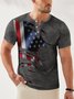 American Flag Henley Collar Casual T-Shirt