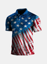Ombre American Flag Button Short Sleeve Polo Shirt