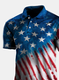Ombre American Flag Button Short Sleeve Polo Shirt