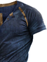 Henley Collar Gradient Vintage Short Sleeve T-Shirt