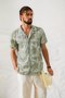 Men's Plain Palm Leaf Loose Short Sleeve Shirt