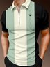 Casual Art Collection Striped Geometric Color Block Lapel Short Sleeve Polo Print Top