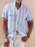 American Casual Lapel Stripe Long Sleeve Shirt