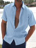 Men's Lapel Solid Color Short Sleeve Men's Shirt