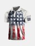 American Flag Button Short Sleeve Polo Shirt